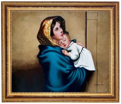 Ölbild, Maria mit Jesuskind, Roberto Ferruzzi  handgemalt GEMÄLDE F50x60cm