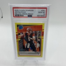 2020 Donruss Yellow Press Proof #301 Joe Burrow Bengals RC Rookie PSA 10 Rare
