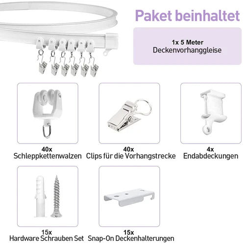 Gardinenschiene Biegbar Top Montage Decken Vorhangschiene Flexibel Vorhang Zubeh - Bild 11 von 11
