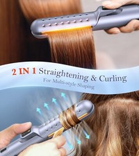 360° Airflow Hair Curling Flat Iron, 2 in 1Hair Curler & Straightener for All St 3