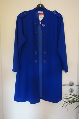 MAGNA Mantel Long Jacke Gehrock 56 58 NEU royalblau Stretch Zierknöpfe LAGENLOOK