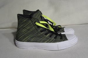black and neon green converse