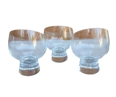 Kosta Boda Sweden Pippa Controlled BUBBLE Slanted 5 1/2'' Whiskey Glass Set Of 3