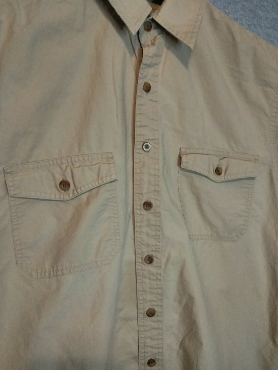 Vintage 70s Eddie Bauer Safari Shirt Brown Front Pockets Size 