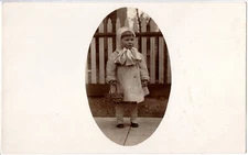 "Mary Lucille" with Easter Basket, RPPC Real Photo Postcard KRUXO c. 1910