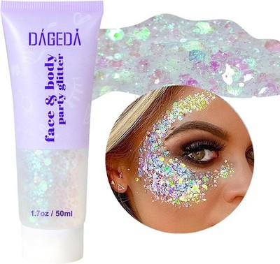 Body Glitter gel 50ml, Mermaid Sequins Liquid Gel kit, Long-Lasting Glitter