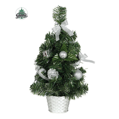 Albero Di Natale Decorato Con Argento Decorazione Addobbi Pigna - Foto 1 di 1