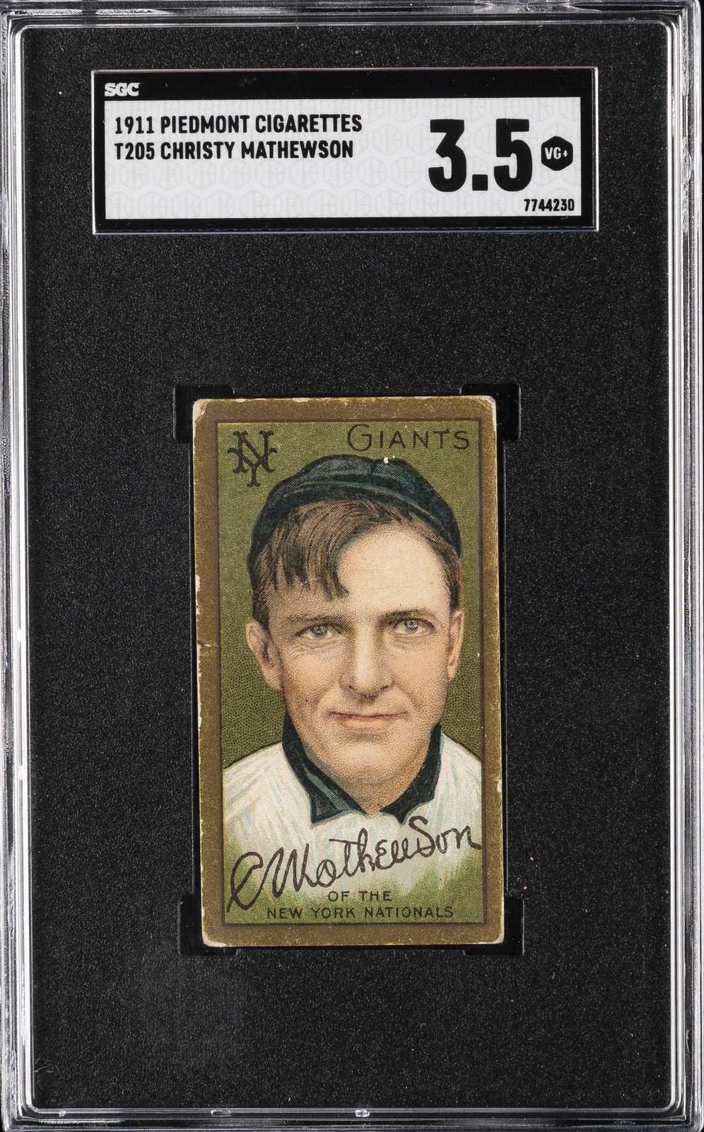 1911 T206 PIEDMONT CIGARETTES CHRISTY MATHEWSON SGC 3.5