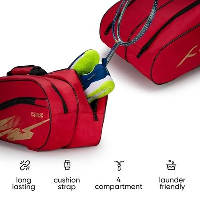 Hundred Cosmogear Badminton Kit Bag Red | Double Zipper Sports Backpack
