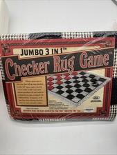 Cracker Barrel Jumbo 3 In 1 Checkers Rug Game Reversible Tic Tac Toe Made in USA