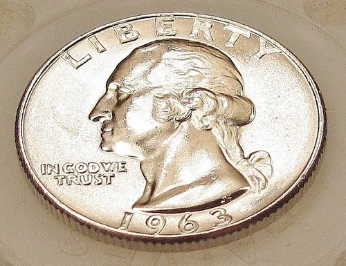 1963 D Brilliant Uncirculated  Quarter 90%   Blazing Cartwheel Luster #129-28
