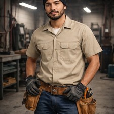 Dickies 1574 Short Sleeve Work Uniform Casual Button Up Utility Mechanic