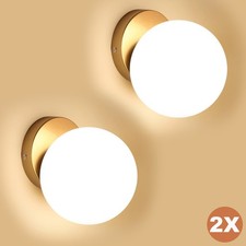 2X Wall Light Globe Glass Wall Sconce Lamp Bedside Hallway Bedroom Lighting Gold