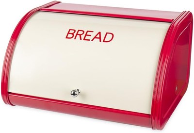 X458 Metal Bread Box/Bin/kitchen Storage Containers with Roll Top Lid Red 