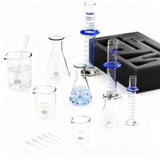Upgraded Lab Chemistry Set: Graduated Cylinders 10,50,100ml , Beakers