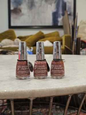 Salon Perfect Nail Polish, 371 News Flash, Red Glitter, 0.5 fl oz LOT OF 3