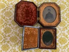 Antique Civil War Soldier TinType Photos in Hinged Gutta-Percha Frames—Lot of 2