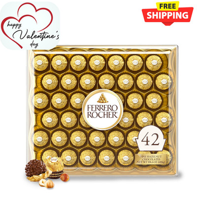 Ferrero Rocher 42 Count Gourmet Chocolate Gift Box Milk Chocolate Hazelnut