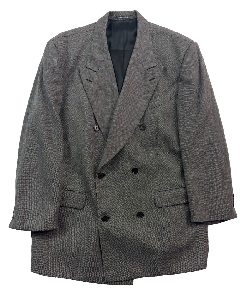 vtg 90s Issimo Italy 44S 36x28 2pc Black White Nailhead Double Breasted Suit - Image 2 of 4