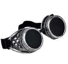 Steampunk Goggles Glasses Vintage Welding Gothic (classic silver frame)
