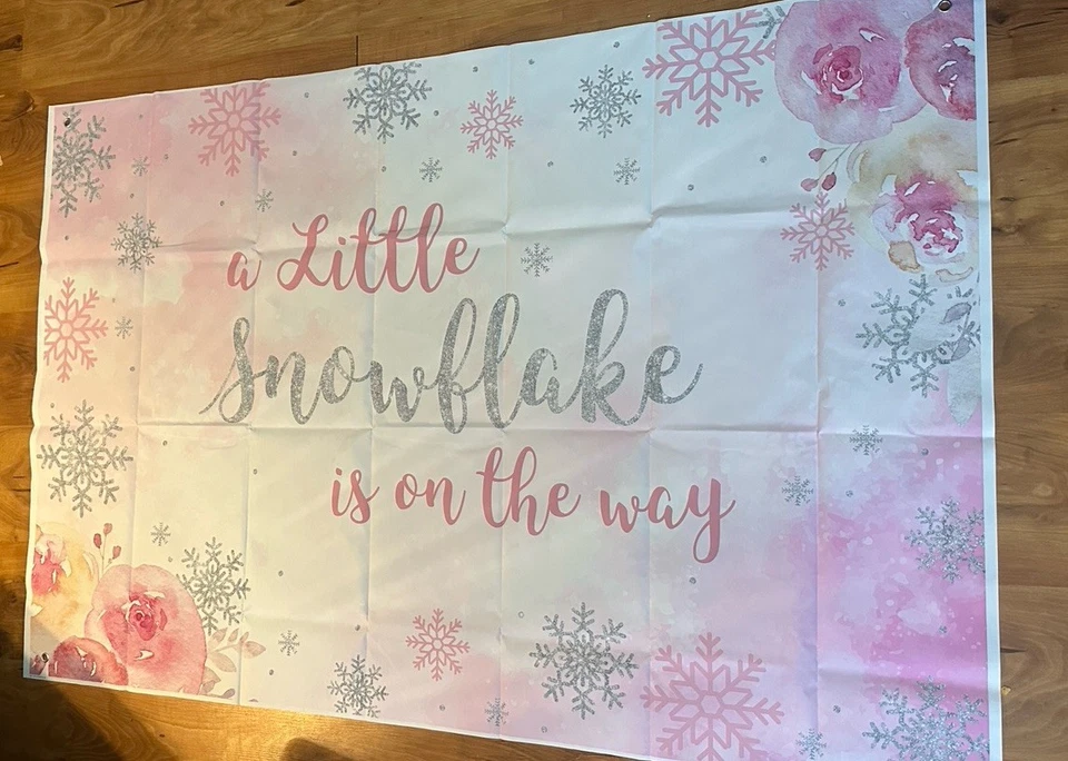 A Little Snowflake is on the Way Baby Shower Decoraciones Banner B A B Y Cajas Foto 2 de 4