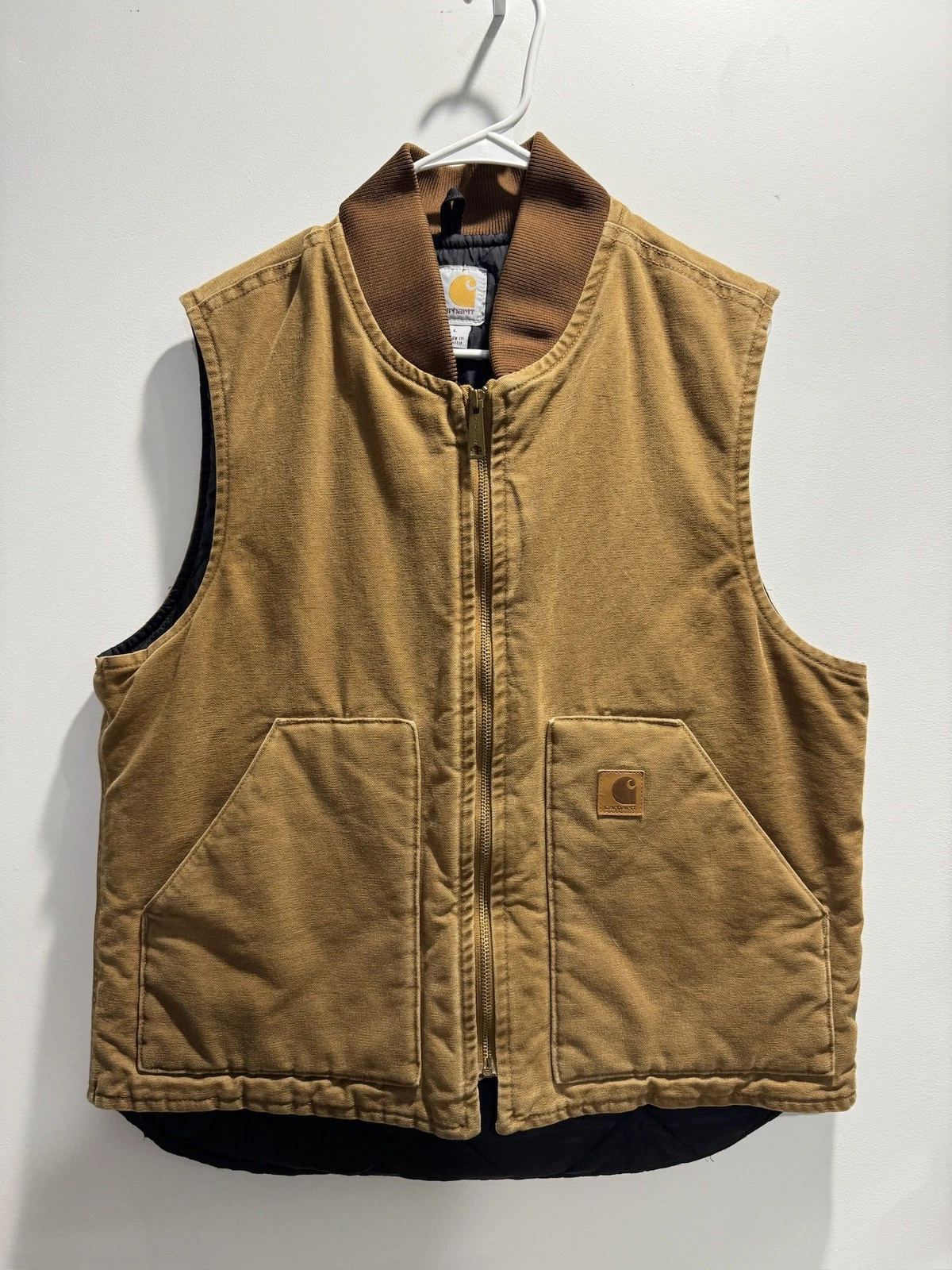 Carhartt Puffer Insulated Quilted Lined Duck Canvas Vest Khaki Tan Men’s Large L
Opens in a new wind