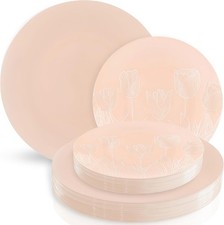 32 Count Pink and White Combo Plates - 7.5"  10" Stylish Disposable Set