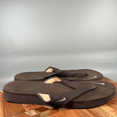 Nike Womens Brown Pink Flip Flop Sandals 314870-222 Size 11 Sporty Y2K Thong