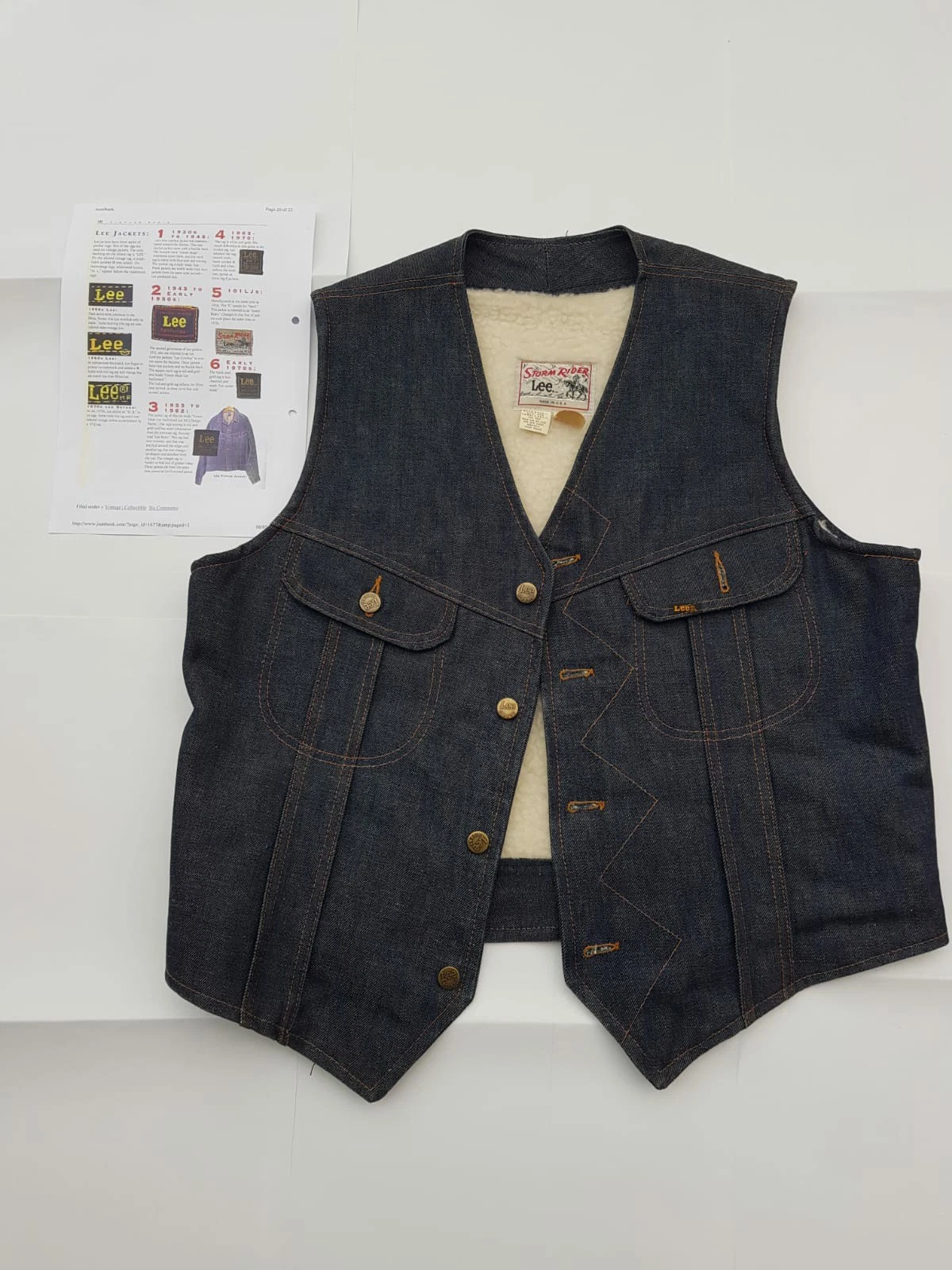 Lee Storm Rider Vintage 1970s Sleeveless Trucker Jacket Large - Reg LOT 222-0241