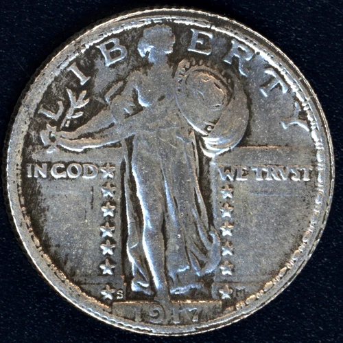 1917-S Type 2 Standing Liberty Quarter ~ VERY FINE Condition ~ 1c START