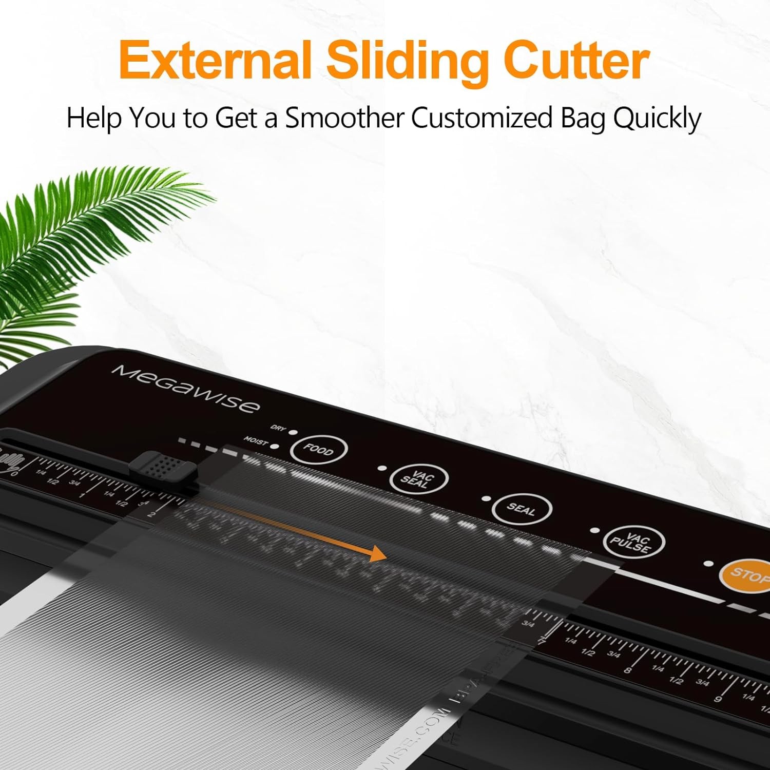 MegaWise VS6621 Vacuum Sealer Machine | 80kPa Suction Power | Cutter - Black