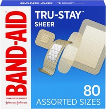 BAND-AID Brand Tru-Stay Sheer Adhesive Bandages, Assorted Sizes, 80 Count | Depe