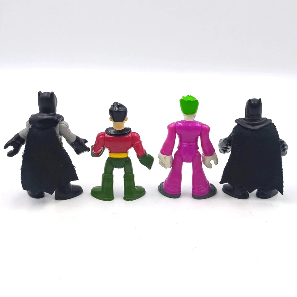 Lote de 4 figuras de acción DC Super Friends Imaginext 3" Robin Joker Batman negro gris Foto 2 de 3