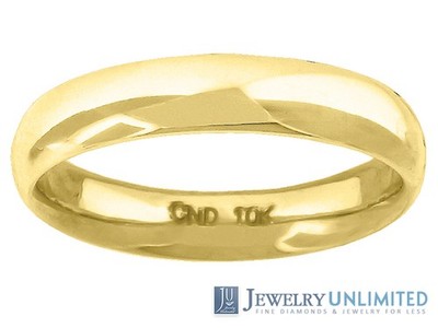 10K Yellow Gold 4mm Comfort Fit Plain Wedding Band