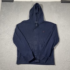 Vintage Polo Ralph Lauren Sz XL Thick Zip-Up Hoodie Jacket Sweater Navy Blue 90s