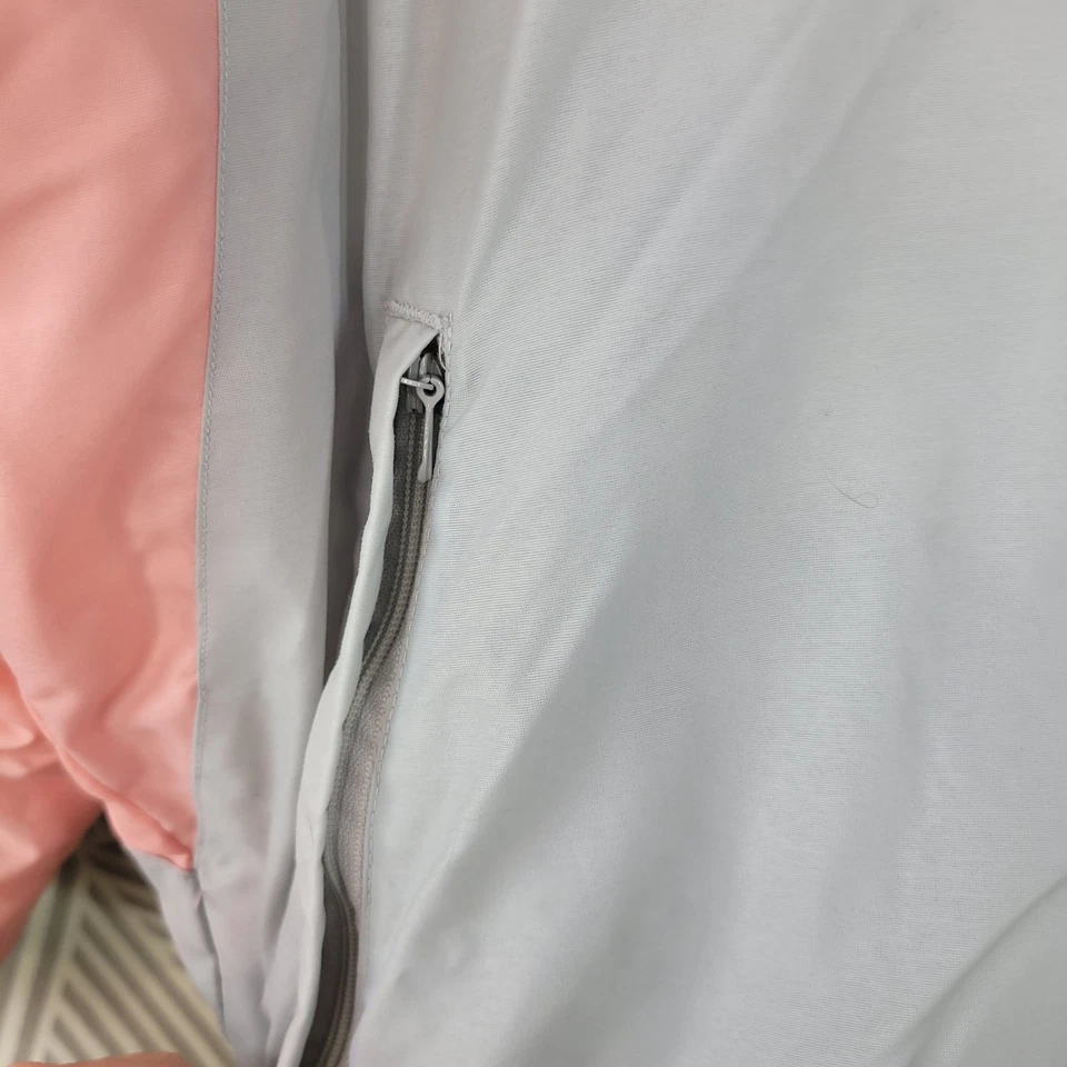 Abrigo acolchado vintage años 80 talla pequeña 8-10 invierno cremallera cálido rosa gris esquí cremallera Foto 3 de 4