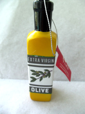 Extra Virgin Olive Oil Christmas Ornament!  NEW!  LARGER!  5 1/2'' TALL!  EVOO!