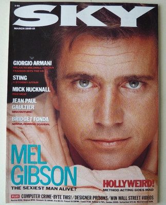 SKY magazine  March 1989 Mel Gibson Giorgio Armani Sting Jean Paul Gaultier