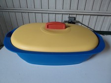 TUPPERWARE plat tropical 1.7 litre bleu rouille vintage utiliser une fois