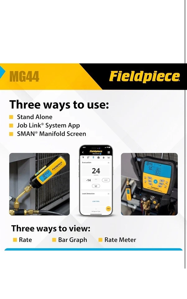 Medidor de vacío Fieldpiece MG44 - negro/amarillo Foto 3 de 4