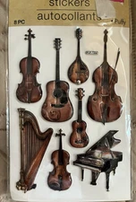 Crafter's Square 8 Puffy Stickers -Musical Instruments-Scrapbooking Sticker