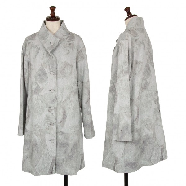 ISSEY MIYAKE HaaT Jacquard Stand Collar Coat Size 2(K-111462