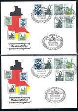 Berlin Arkusze W 89 - W 98 z MH 15 na 4 FDC Stempel pierwszego dnia obiegu BERLIN