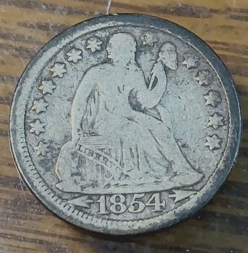 1854 Arrows Liberty Seated Dime Nice Original Fine CHRC