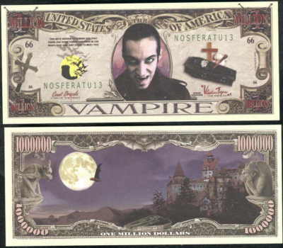 VAMPIRE HALLOWEEN MILLION DOLLAR BILL - LOT OF 2 BILLS