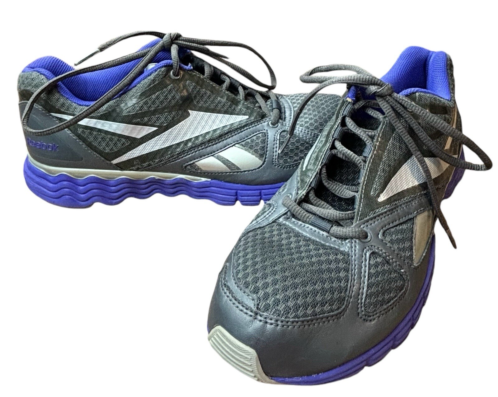 Reebok Women’s Size 10 Gray Silver Purple Running Athletic Sneakers Shoes