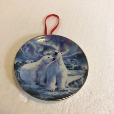 Alaska Polar Bears Souvenir 3 inch Mini Plate  Ornament Wall Hanging Decor