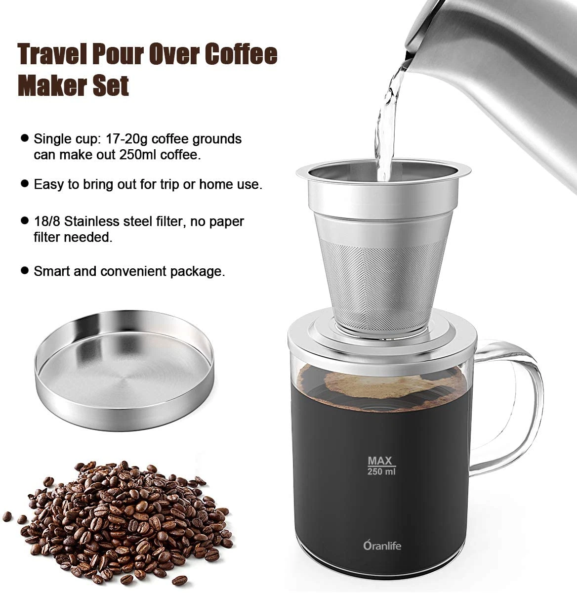 Pour over Coffee Maker Set for Travel Camping Hiking Single Cup