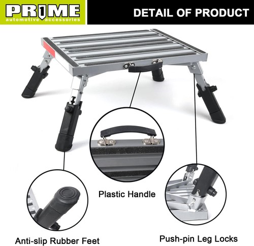 Taburete plegable de aluminio para autocaravanas - plataforma de 19 pulgadas x 14,5 pulgadas, antideslizante - Imagen 4 de 10