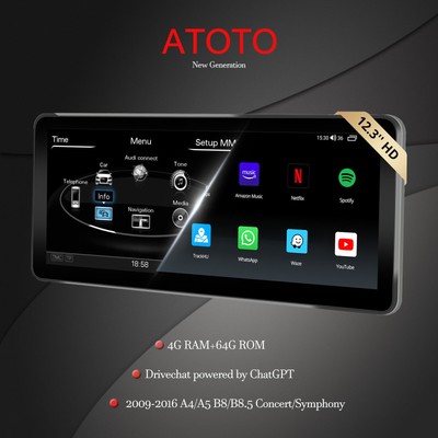 ATOTO 12,3'' Autoradio Bluetooth CarPlay Android 4G LTE für A4/A5 B8/B8.5 DAB+